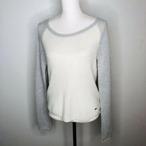 Hollister Women's Metallic Crop Knit Gray sweater